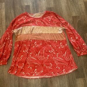 Sequin Paisley Long Sleeve Shirt